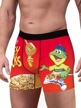 BNWOT Men's Red Cereal-Print Boxer Briefs - Novelty Comfort